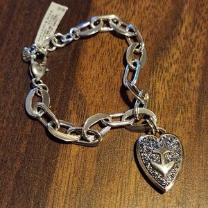 BRIGHTON anchor & sail bracelet Silver blue crystals on anchor pendant NEW SEA